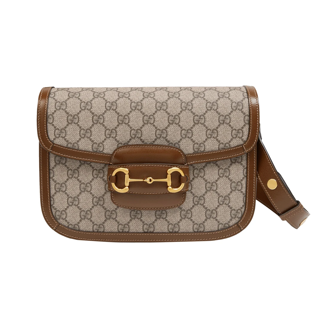 99新 GUCCI/古驰 1955系列棕拼马鞍包