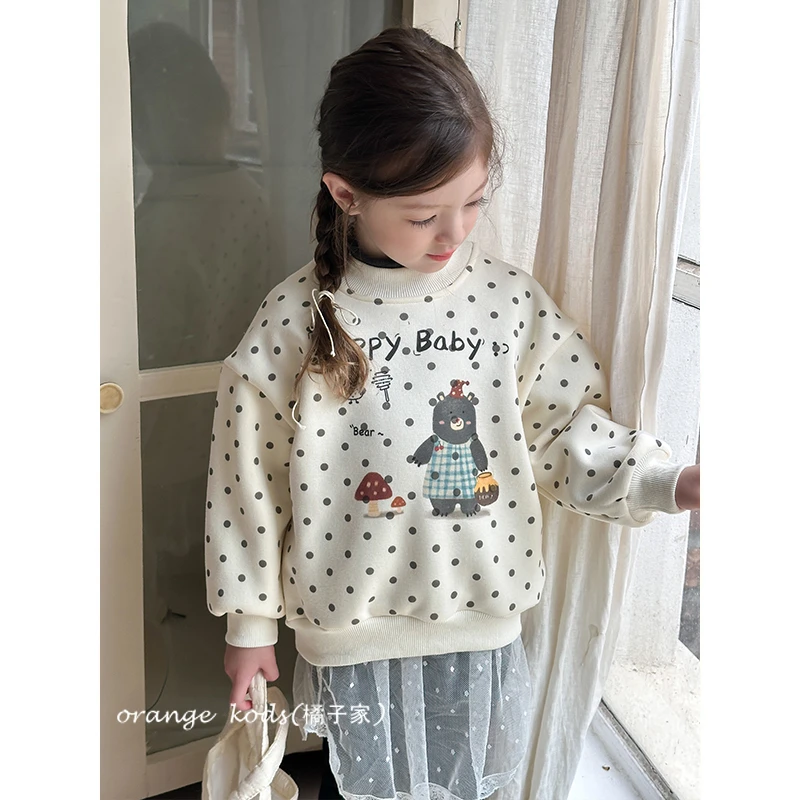 【小王专属】女童2024秋冬新款印花加绒卫衣HS55045