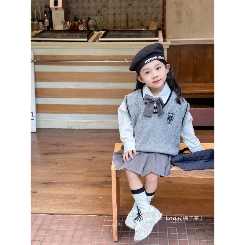【橘子家】女童开学季套装毛衣HS2029 学院风JK两件套HS53588
