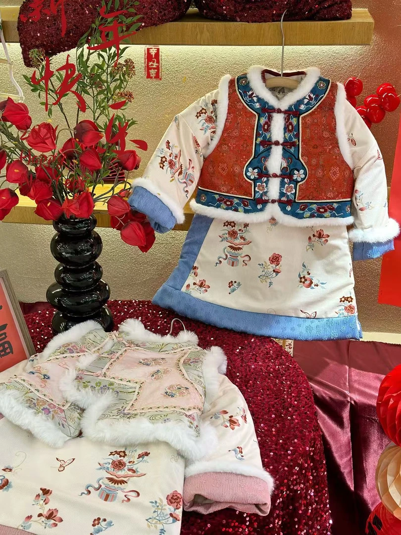 【若云公主】女童拜年服中国风加厚格格服古风旗袍加绒中式HS55267