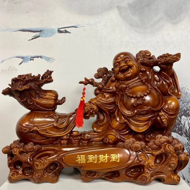 大号弥勒佛福到财到高档客厅玄关家居工艺品摆件（长41宽16高35）