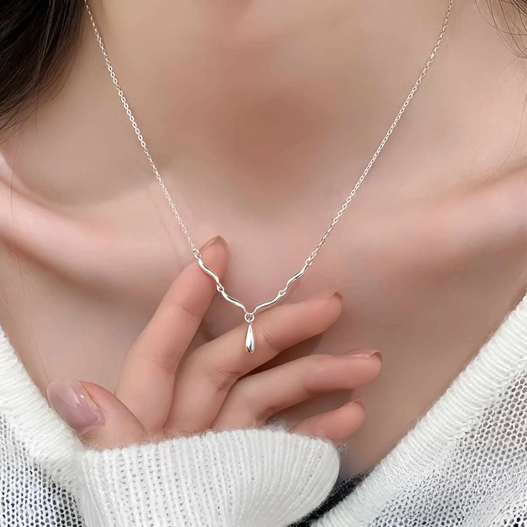 坠链均925银 坠链均925银小众气质水滴纯银项链精致冷淡风轻奢女