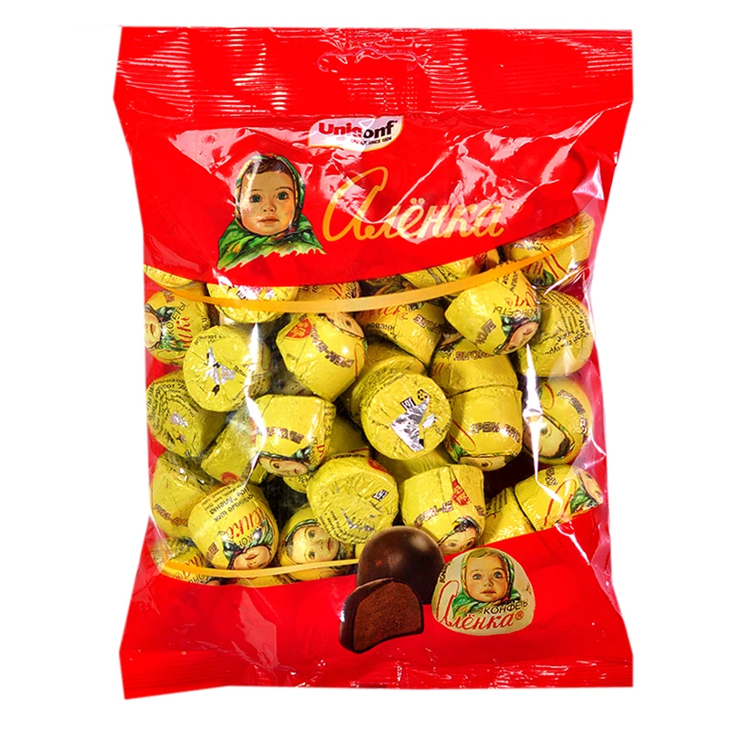 500克/袋俄罗斯原装进口巧克力焦糖布丁夹心喜糖奶香浓郁香浓精选