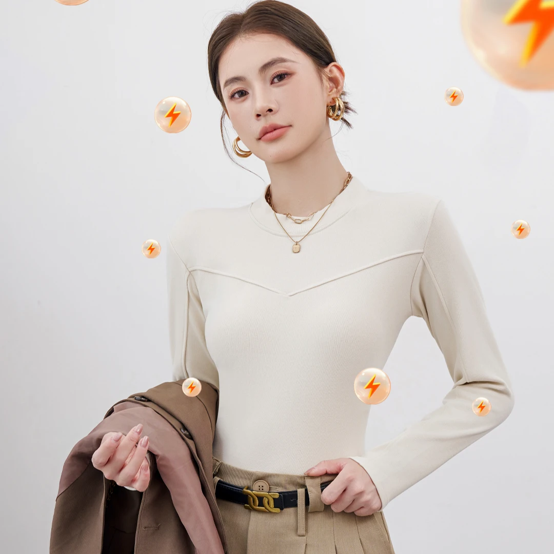 【清仓福利】秋冬女生打底衫 长袖半高领保暖女士紧身秋冬圆领百搭