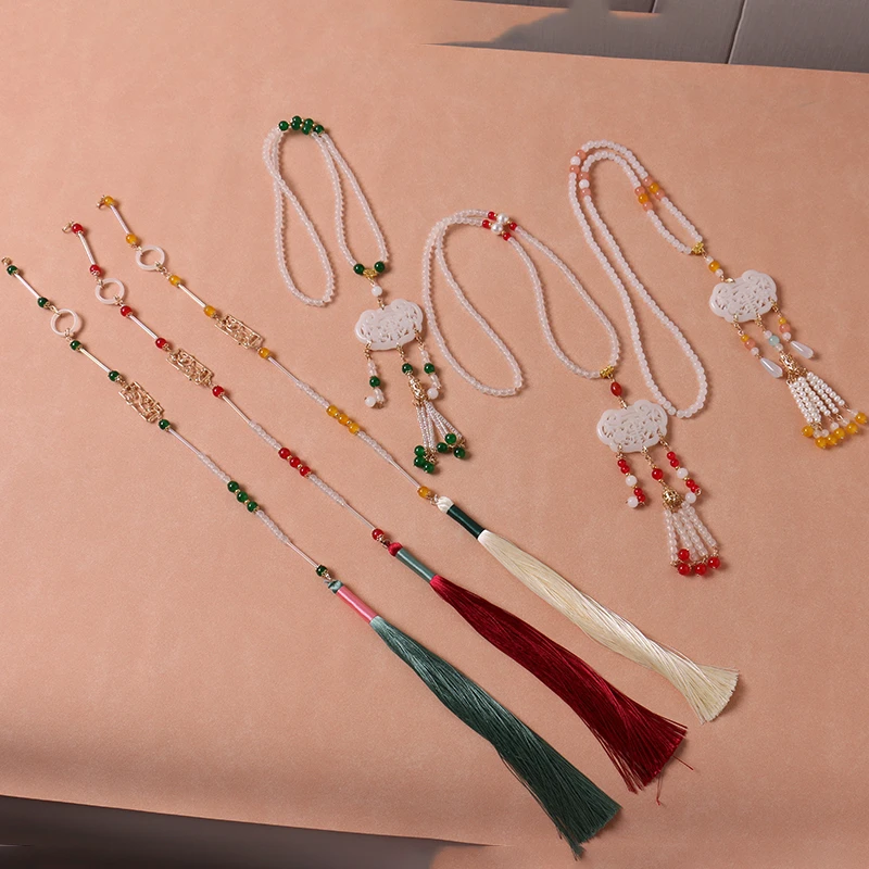 非金属玻璃项链 复古百搭明智项链项圈玉佩璎珞汉服软璎珞配饰