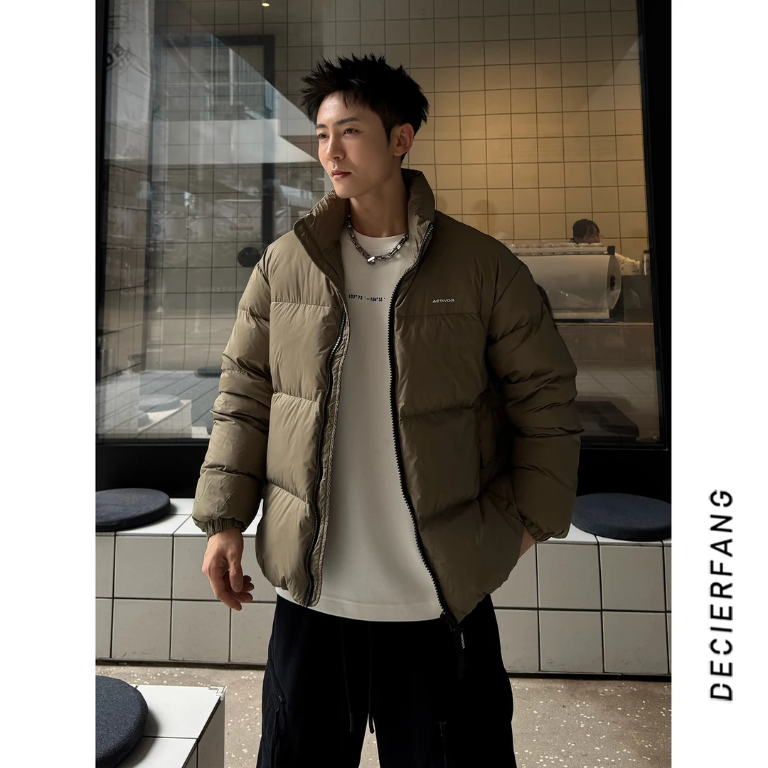 羽绒服保暖冬季白鸭绒上衣外套男女同款纯色百搭宽松情侣休闲加厚