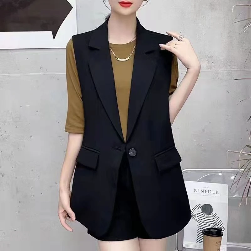 马甲显瘦时尚百搭女士黑色春夏马夹韩版气质洋气休闲修身韩版气质