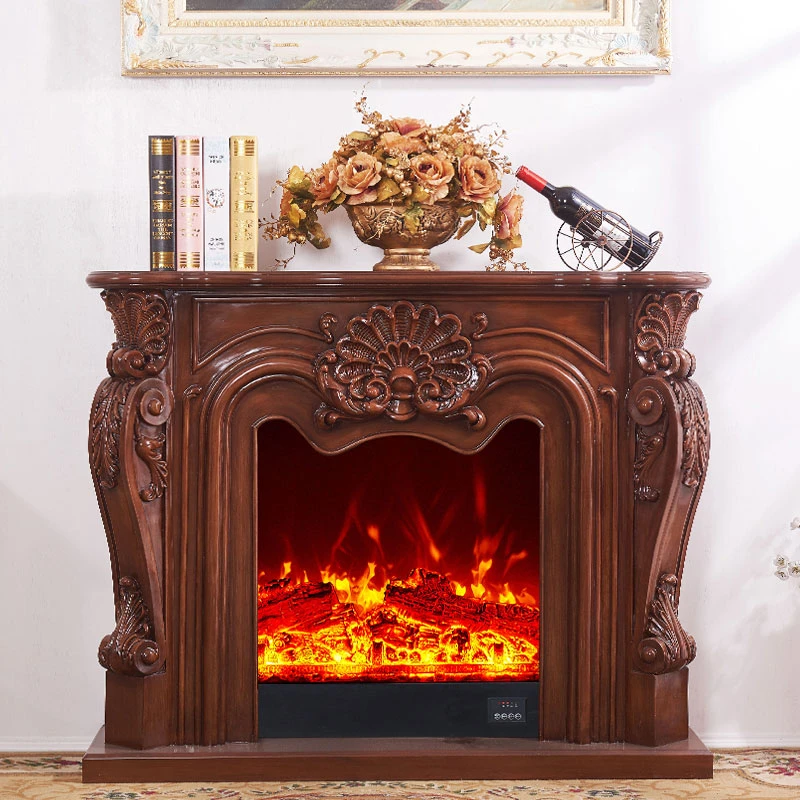 1.28米法式壁炉柜雕花壁炉架动态火焰电子壁炉芯客厅玄关背景