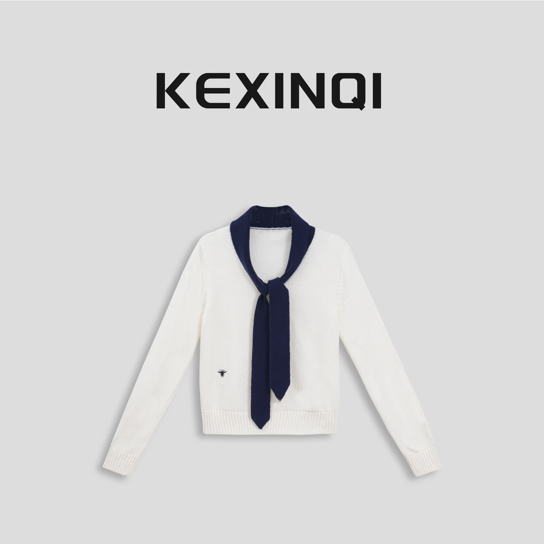 KEXIN 丝带针织衫 2024秋冬新款百搭休闲保暖上衣-2410MYZKX21387
