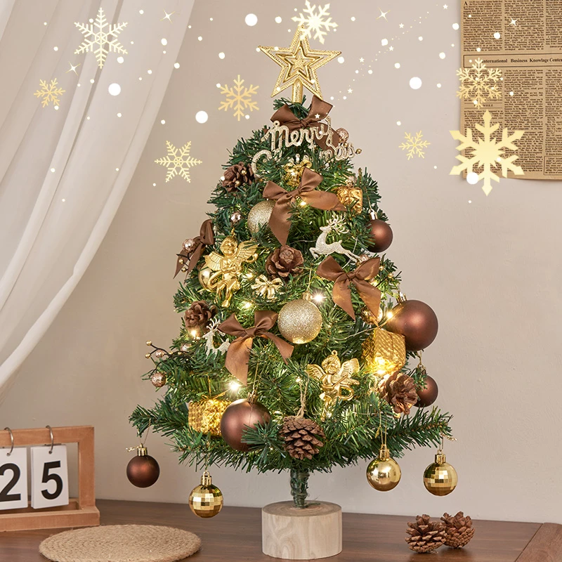 新款圣诞树2024节日礼物布置客厅摆件仿真小树桌面迷你圣诞节装饰