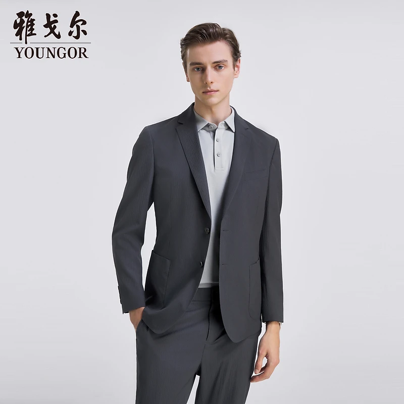 【舒弹泡泡纱】雅戈尔男士简约休闲轻薄商务西便套西服上衣220236