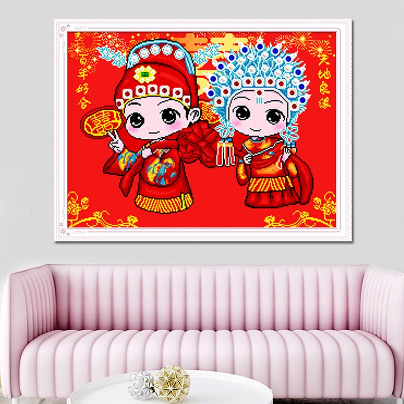 钻石画满钻十字绣新婚情侣祝福送礼结婚喜庆百年好合钻石绣LD065