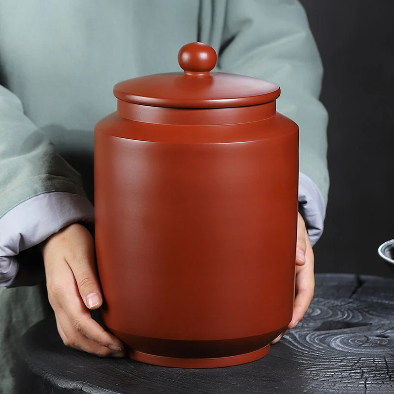 宜兴紫砂茶叶罐普洱散茶罐家用2斤装醒茶罐原矿手工小号陶瓷茶罐