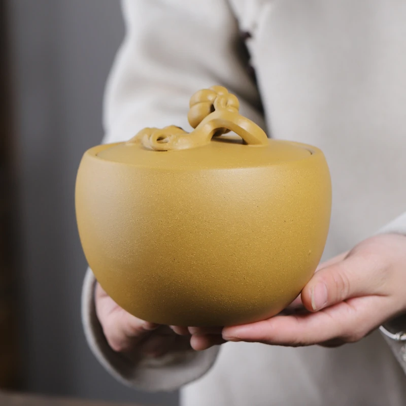 宜兴原矿紫砂醒茶罐3两小散茶罐小号陶瓷密封小茶罐普洱茶存茶罐