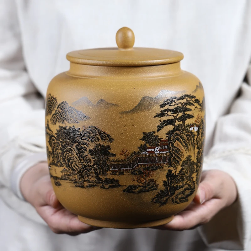 宜兴原矿小号紫砂醒茶罐小茶罐密封陶瓷存茶罐普洱茶一斤小散茶罐