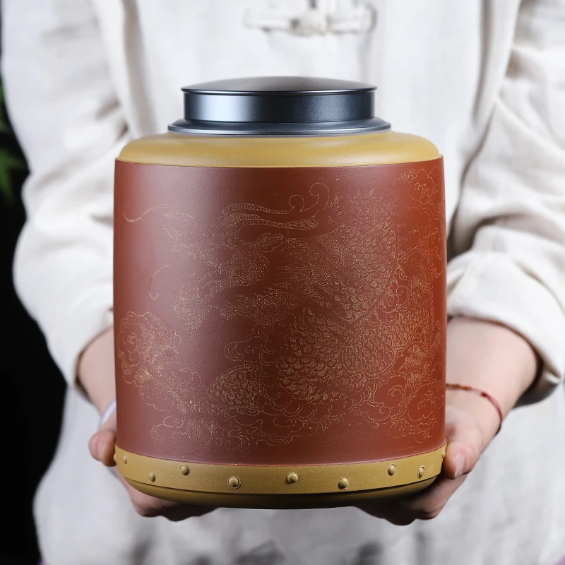 宜兴原矿小号2.5斤小茶罐密封散茶罐陶瓷普洱茶存茶罐紫砂醒茶罐