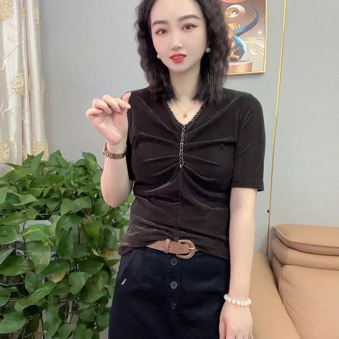 秋季新款时尚洋气V领设计感气质小衫显瘦百搭修身女装上衣