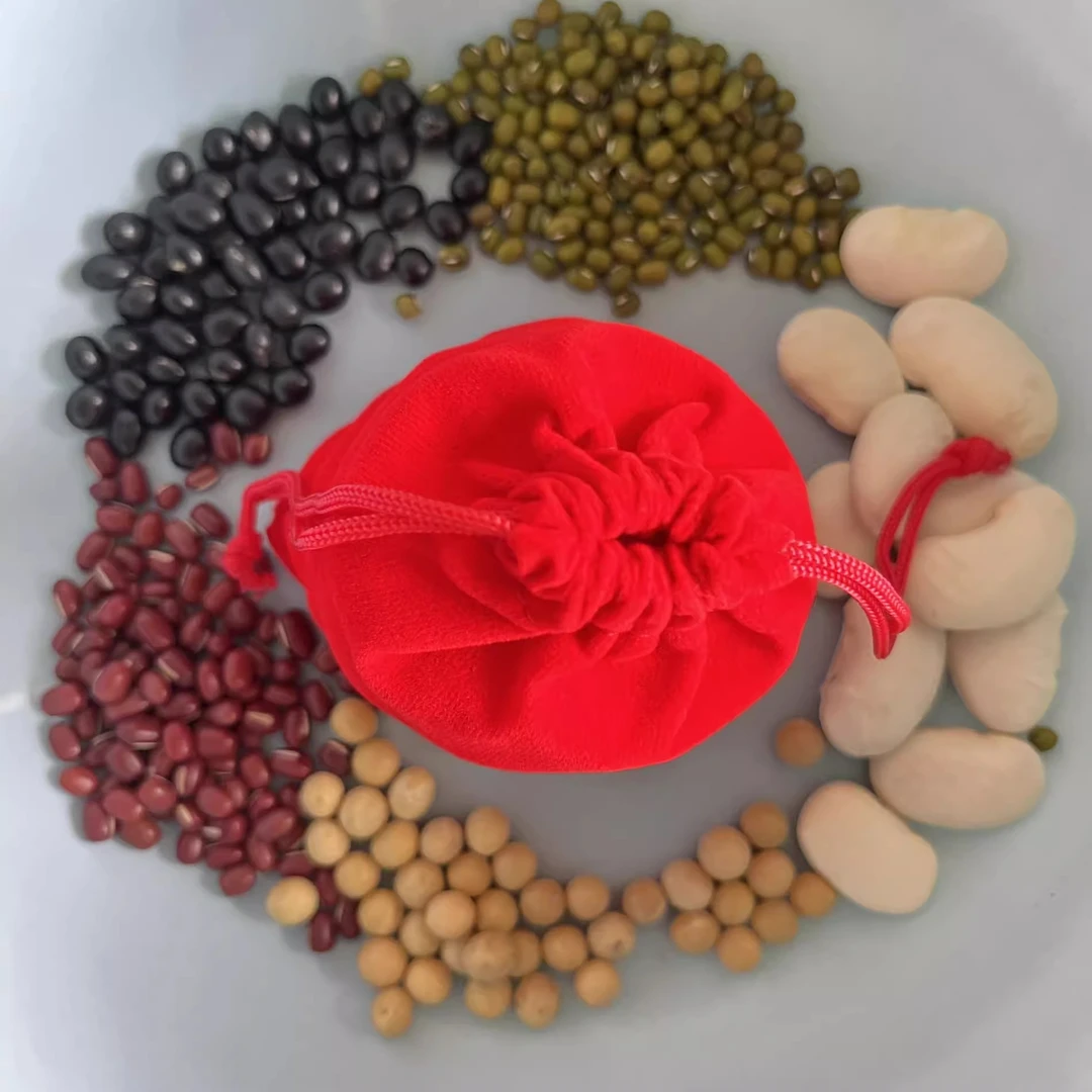 五色豆五彩豆金木水火土红绿白黑黄五色豆红袋五色豆风水发财祈福