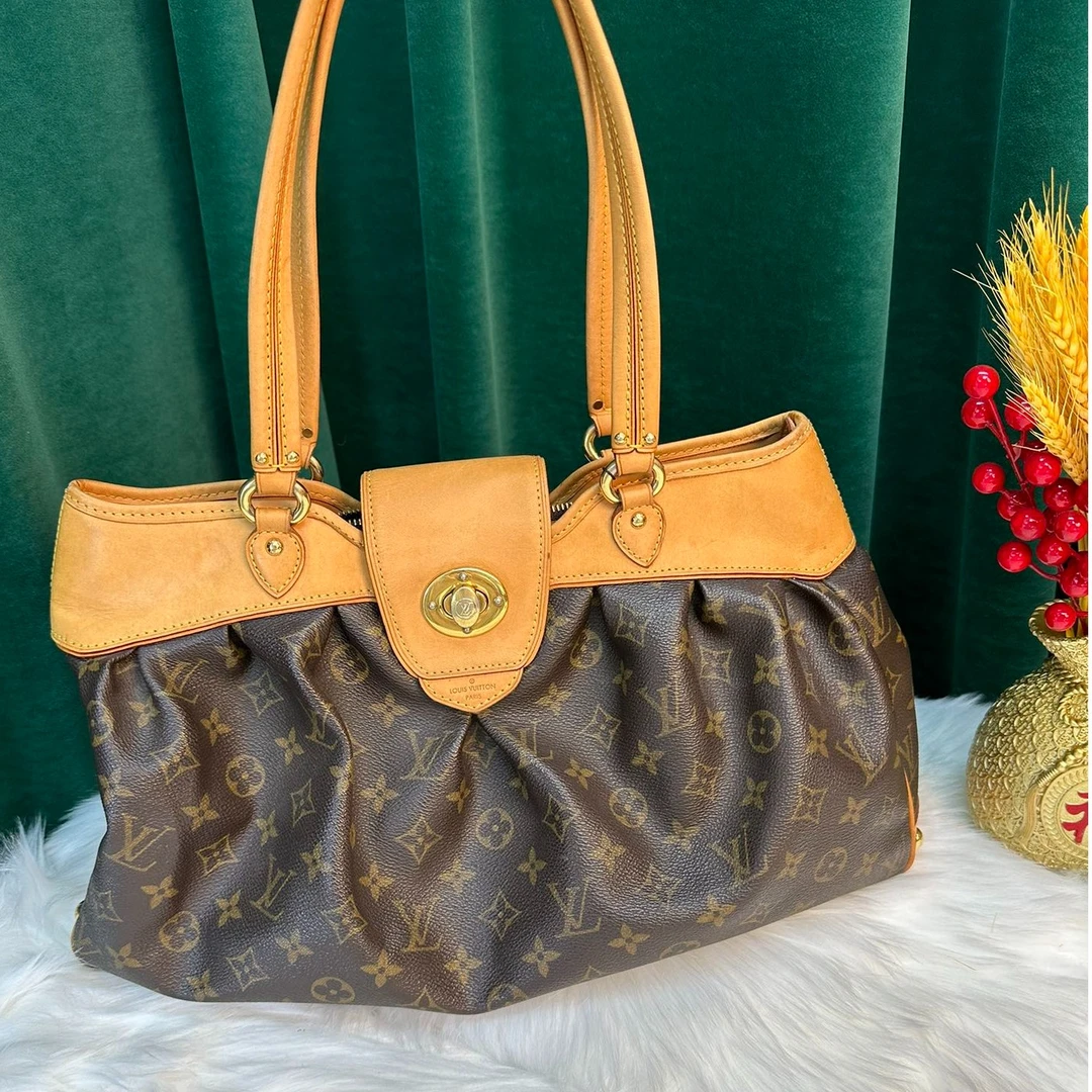95新 LouisVuitton/路易威登 女士时尚经典老花包褶皱手拎单肩包