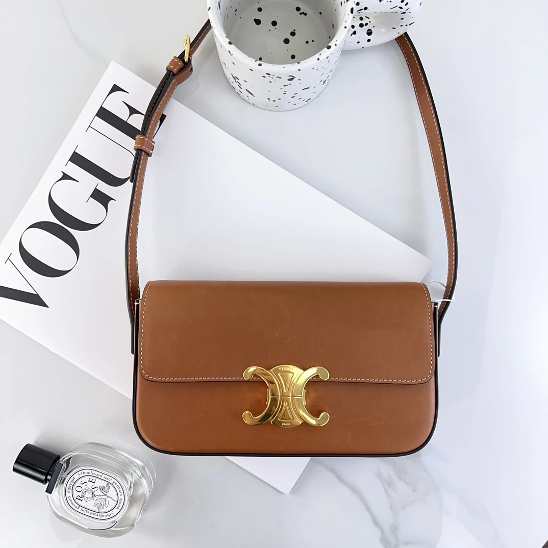 99新 Celine/思琳 女士时尚经典金棕色休闲春夏腋下包二奢包包