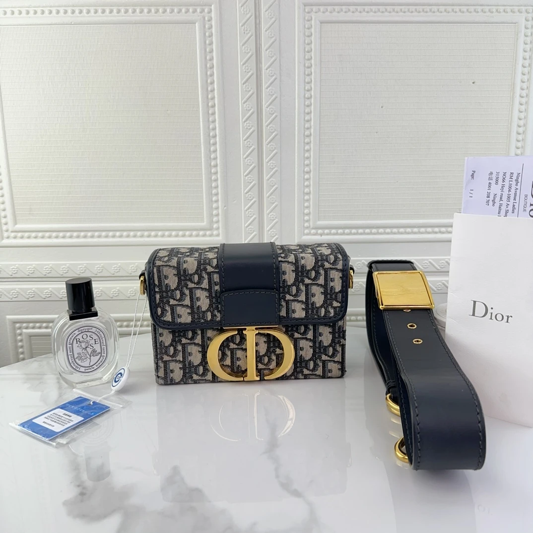99新 DIOR/迪奥 女士时尚经典老花刺绣mini box 单肩斜挎二奢包包