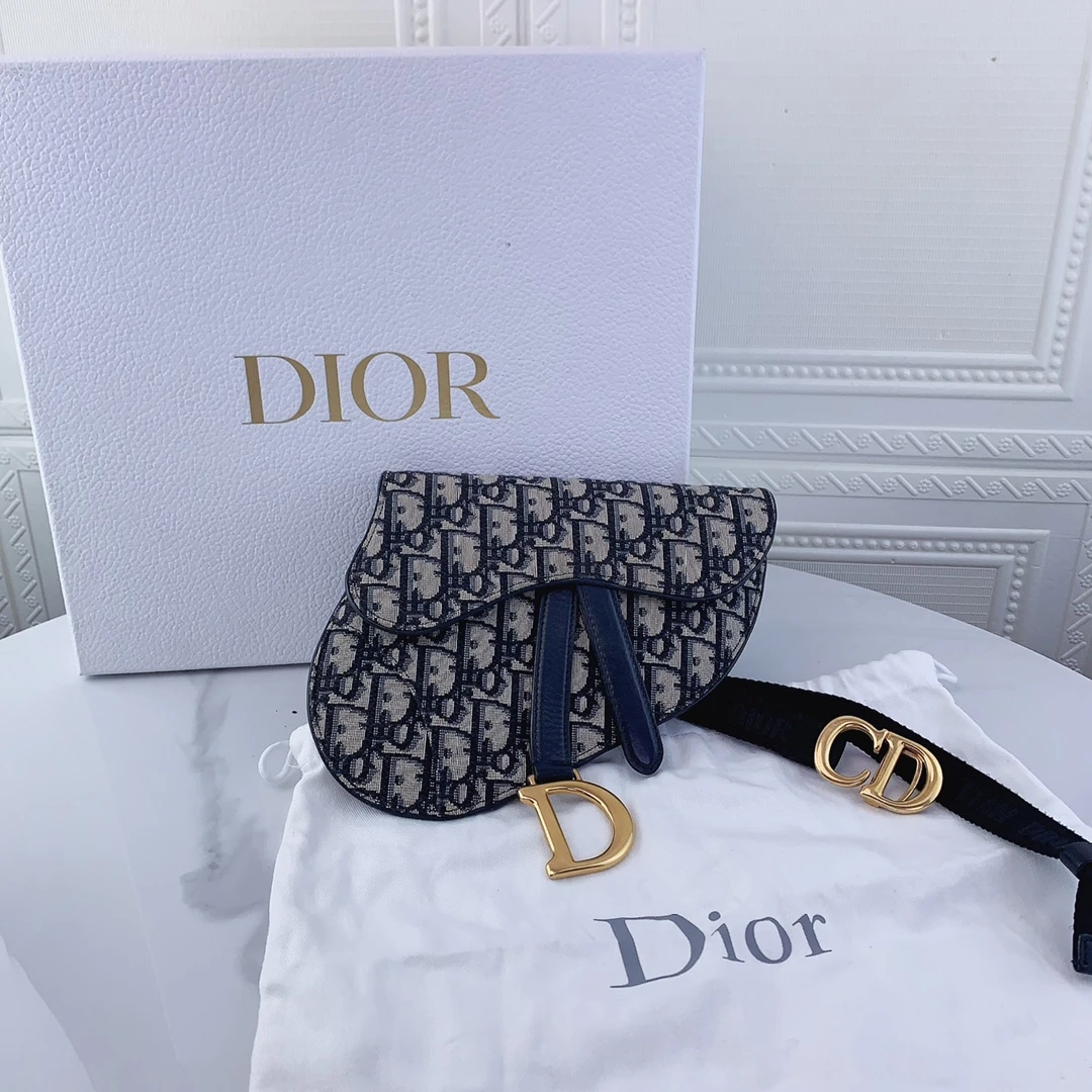 99新 DIOR/迪奥 女士时尚经典老花saddle 腰包肩背斜挎包二奢包包