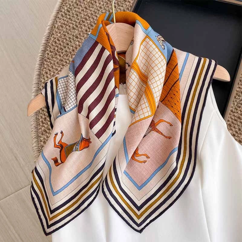 【骏马】70双面异色丝毛手感天鹅绒方巾披肩丝巾