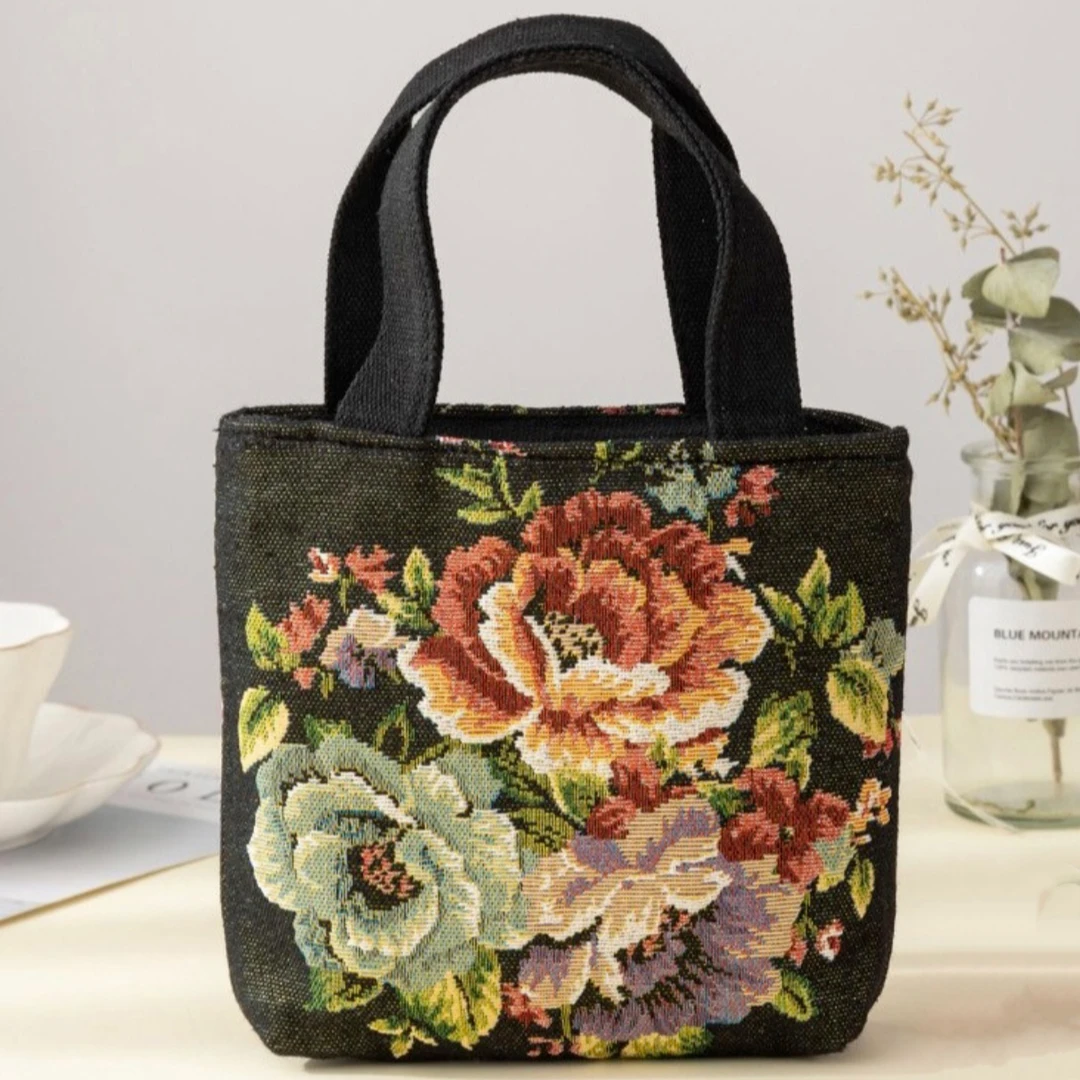 【刺绣牡丹小包】帆布手工手机包包小拎包15*18