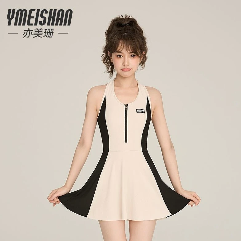 亦美珊游泳衣女连体游泳馆专用2024新款高级感微胖女孩显瘦遮肉泳