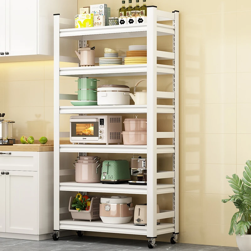 六层白色200厨房置物架微波炉烤箱储物架收纳架落地多功能厨房架