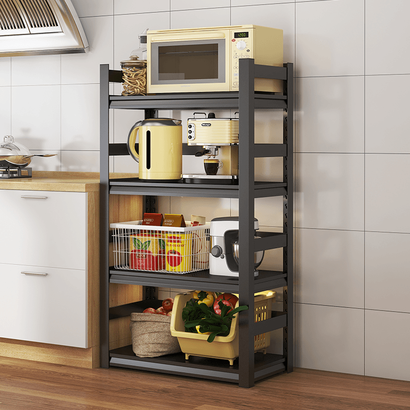 .碳钢四层围栏厨房置物架多层收纳架微波炉锅架烤箱架家用储物架