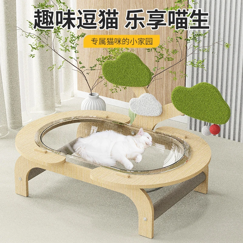 太空舱猫窝透明全景四季通用猫咪床亚克力猫玩具猫抓板宠物睡觉床