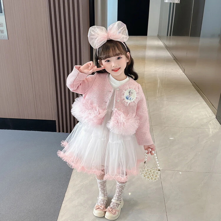 女童公主裙套装春秋装2025新款儿童洋气时髦女宝小香风两件套秋款