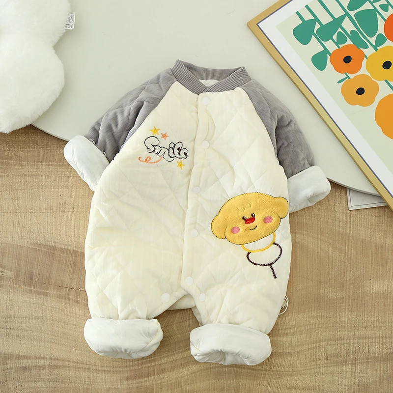 180g小狗夹棉加厚连体衣宝宝婴儿冬款无骨闭裆爬服男宝女宝连身衣