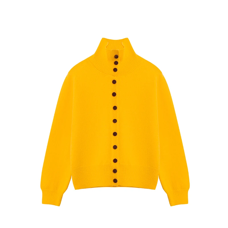 【吸引力】高领单排扣气质百搭针织衫A2665