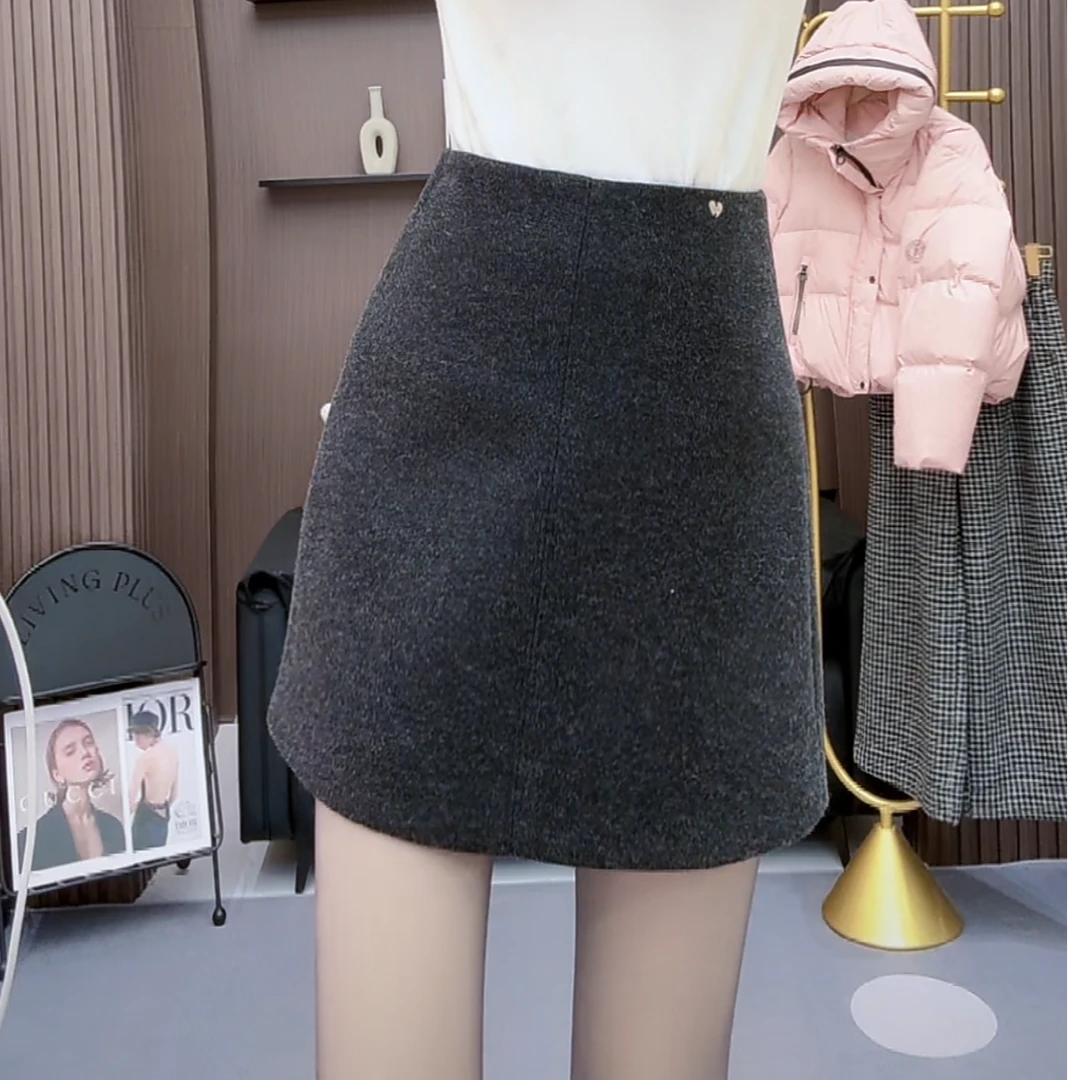 【私人高定】高腰百搭小爱心加厚时尚毛呢半身裙A2727