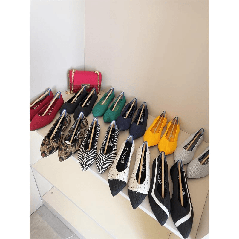 飞线平底鞋3D编制豹纹尖头浅口软底单鞋豹纹女鞋