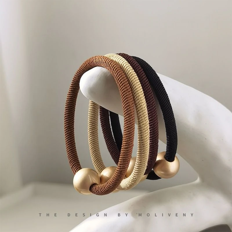 合金发饰 高弹力加粗橡皮筋女扎头绳时尚耐用气质马尾发圈不伤发