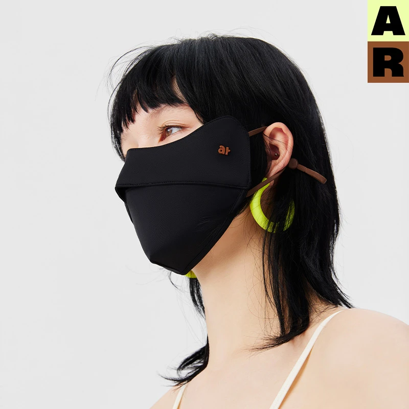 AR原创r线纯色防晒口罩女立体高颜值薄透气遮阳面罩护眼角基础线
