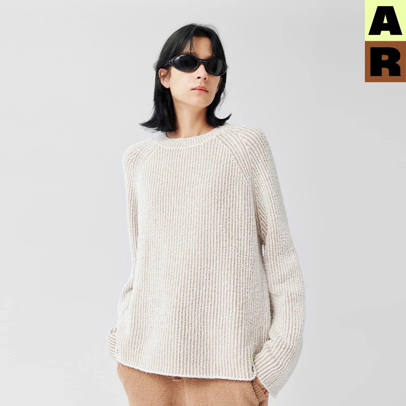 AR条纹半边绒家居服可外穿套头针织男女同款秋冬r线AlmondRocks