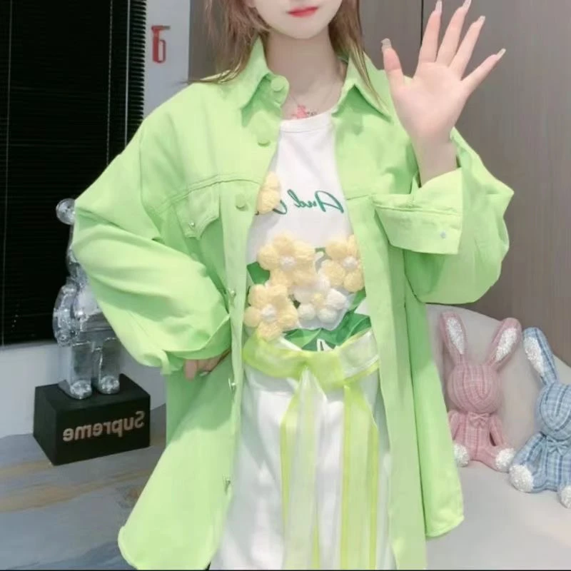2024新款春夏重工欧货休闲长袖女衬衣外套宽松版百搭时尚个性衬衫