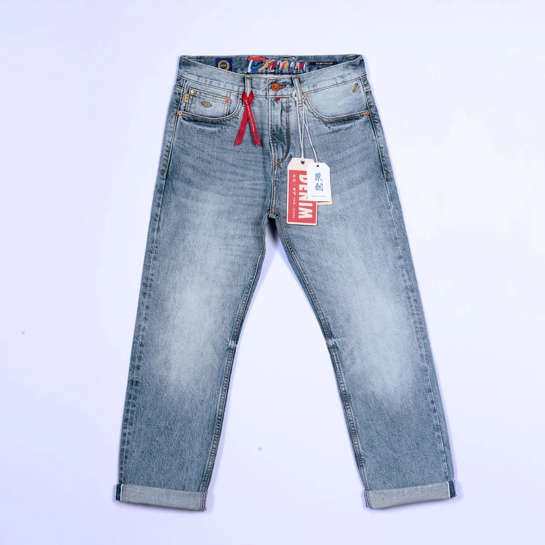 8007春夏款12oz赤耳丹宁男士高端无弹直筒501男士牛仔裤（有九分）