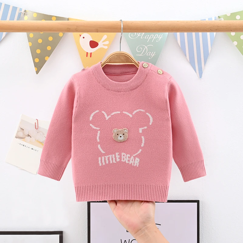 宝宝毛衣春秋冬装婴儿上衣纯棉套头衫男女小童内搭针织衫洋气外穿
