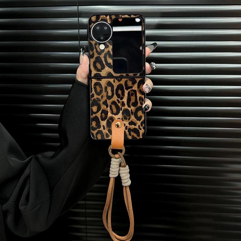 适用OPPOFindN3Flip手机壳N2Flip折叠屏创意秋轻奢个性豹纹保护套