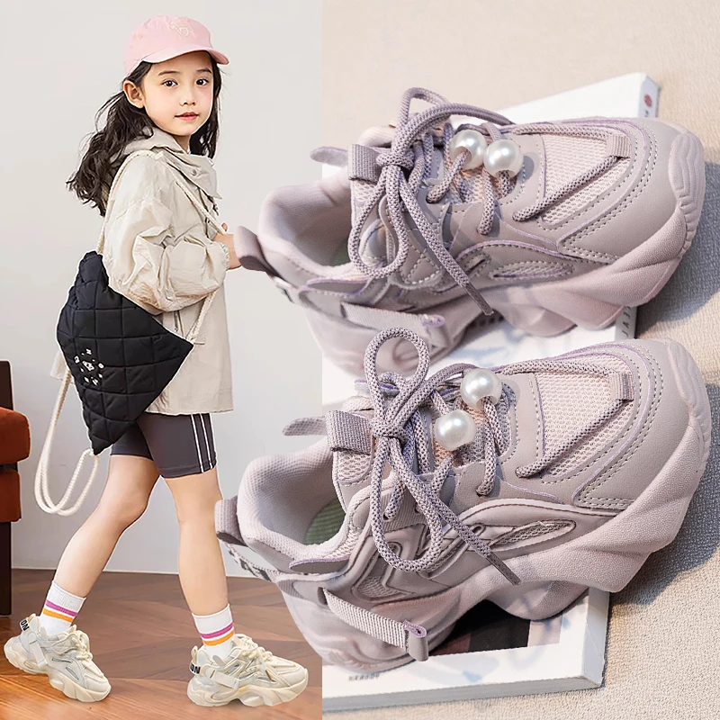 ABC女童运动鞋2024春秋新款儿童网红百搭软底休闲鞋中大童老爹鞋