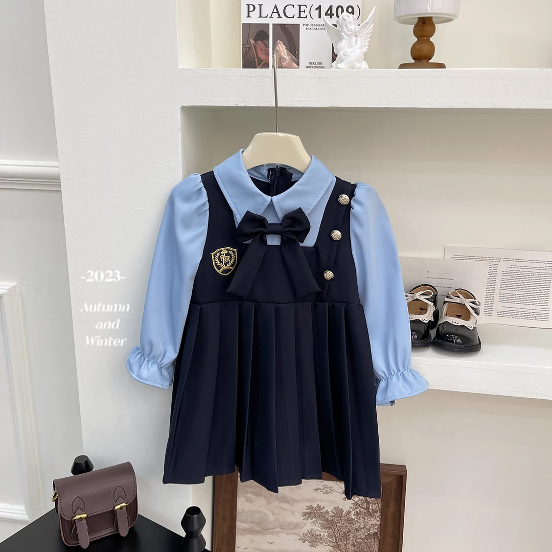 【现货】学院风~连衣裙春秋新款儿童秋季装韩版洋气女宝连衣裙23318
