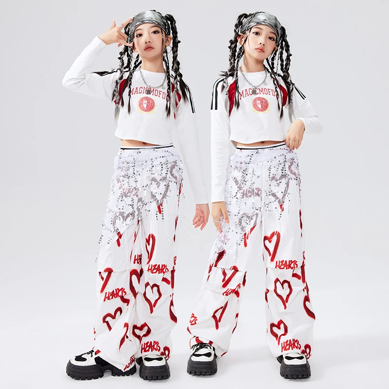 女孩jazz爵士舞服装女童甜酷露脐上衣元旦舞蹈演出服现代舞练功服