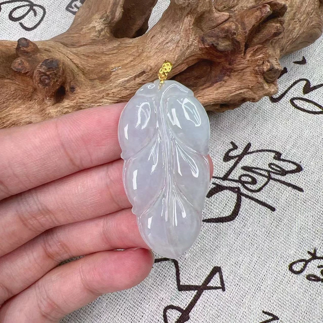 天然A货翡翠18K冰透叶子多样性发其一PK881