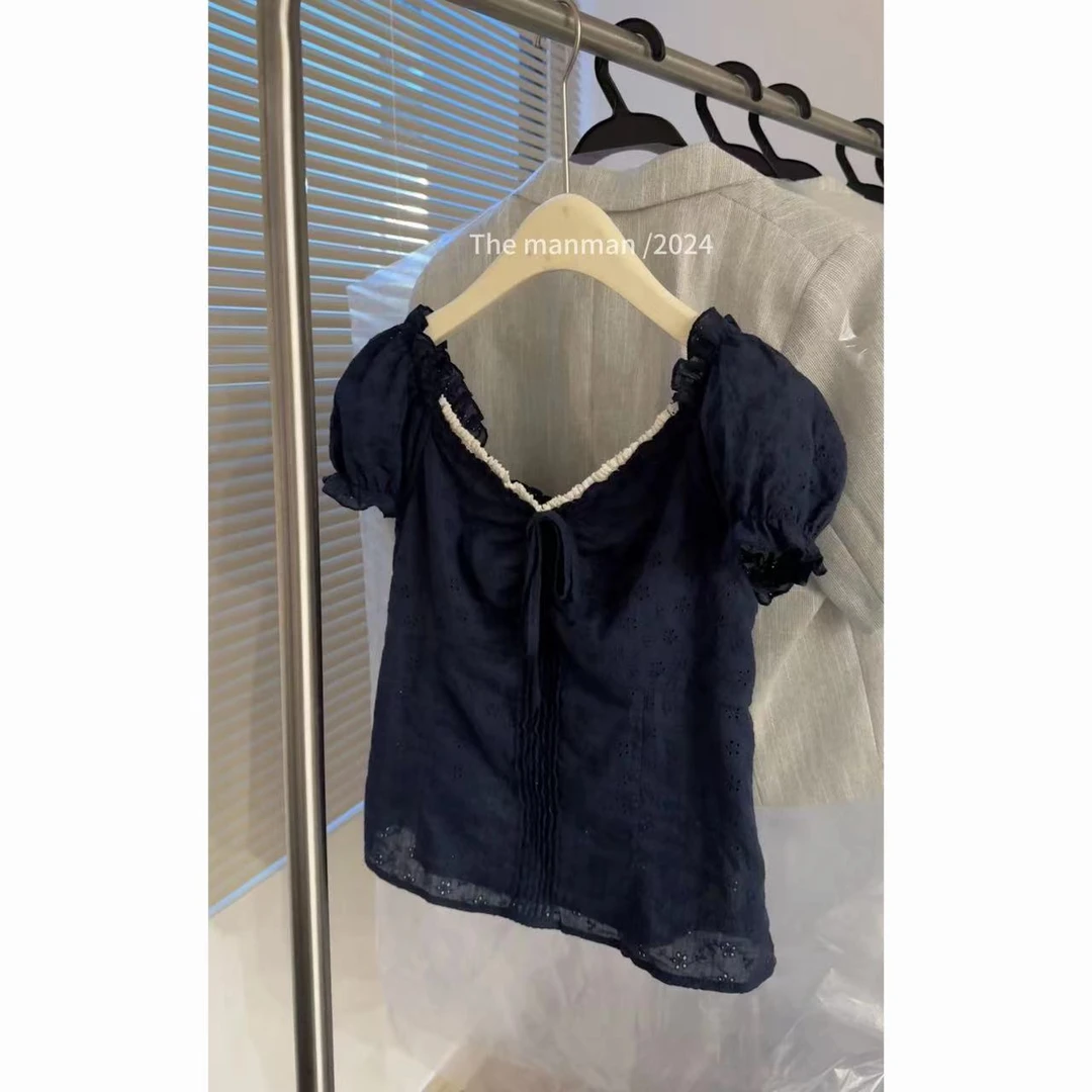 【朴回见】'心头爱'夏季新款韩版ins风小众设计感衬衫