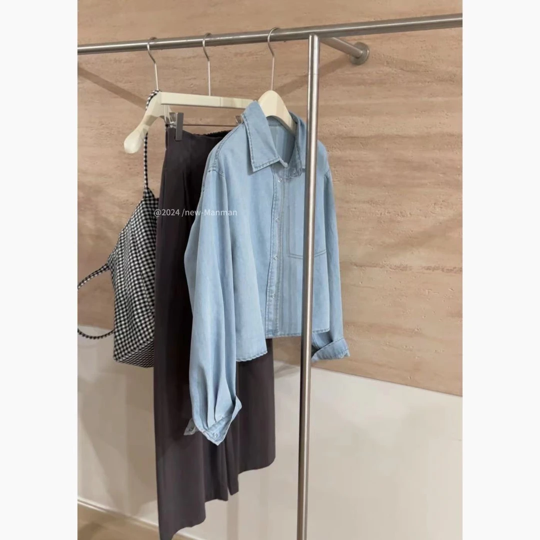 【mooi】'牛仔剧场'秋冬新款韩版ins风小众设计感牛仔衬衫